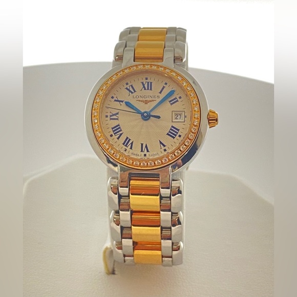Longines PrimaLuna 18k Gold Steel DIamond Cream Dial Ladies Watch - Picture 8 of 16